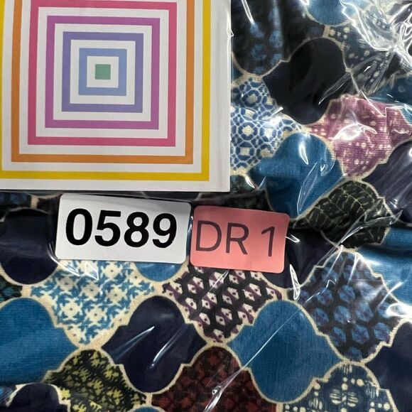 Women's LuLaRoe Julia multicolor blue midi dress casual fresh color size M - Picture 9 of 9